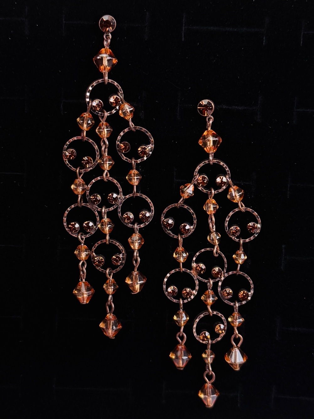 Bohemian chic lightweight reflective bling long dangle costume, earrings pierced